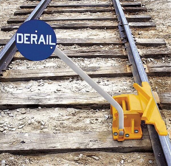 Two-Way Railroad Derails with Manual Sign Holder