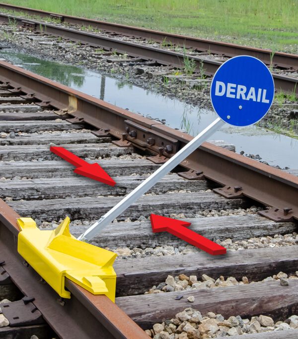 Portable Two-Way Railroad Derails with Sign Holder