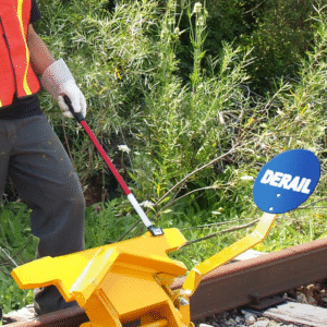 Two-Way Railroad Derails with Manual Sign Holder