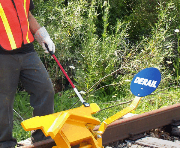 Two-Way Railroad Derails with Manual Sign Holder